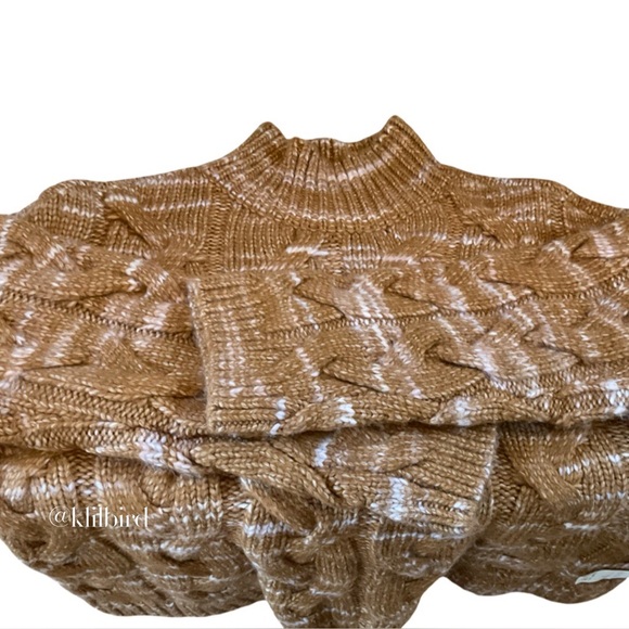 A.N.A Nutmeg Brown Cable Knit Mock Neck Sweater L Chunky Cozy Fall Winter Layer - Picture 5 of 12